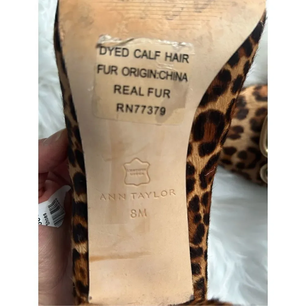 Ann Taylor loafers animal print size 8 chunky heel real fur
